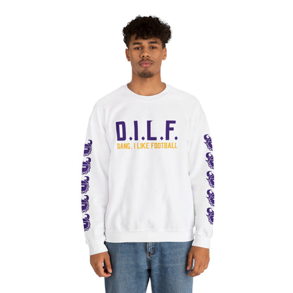 Unisex Heavy Blend™ Crewneck - D.I.L.F. + Game Day Helmet (Sleeves)