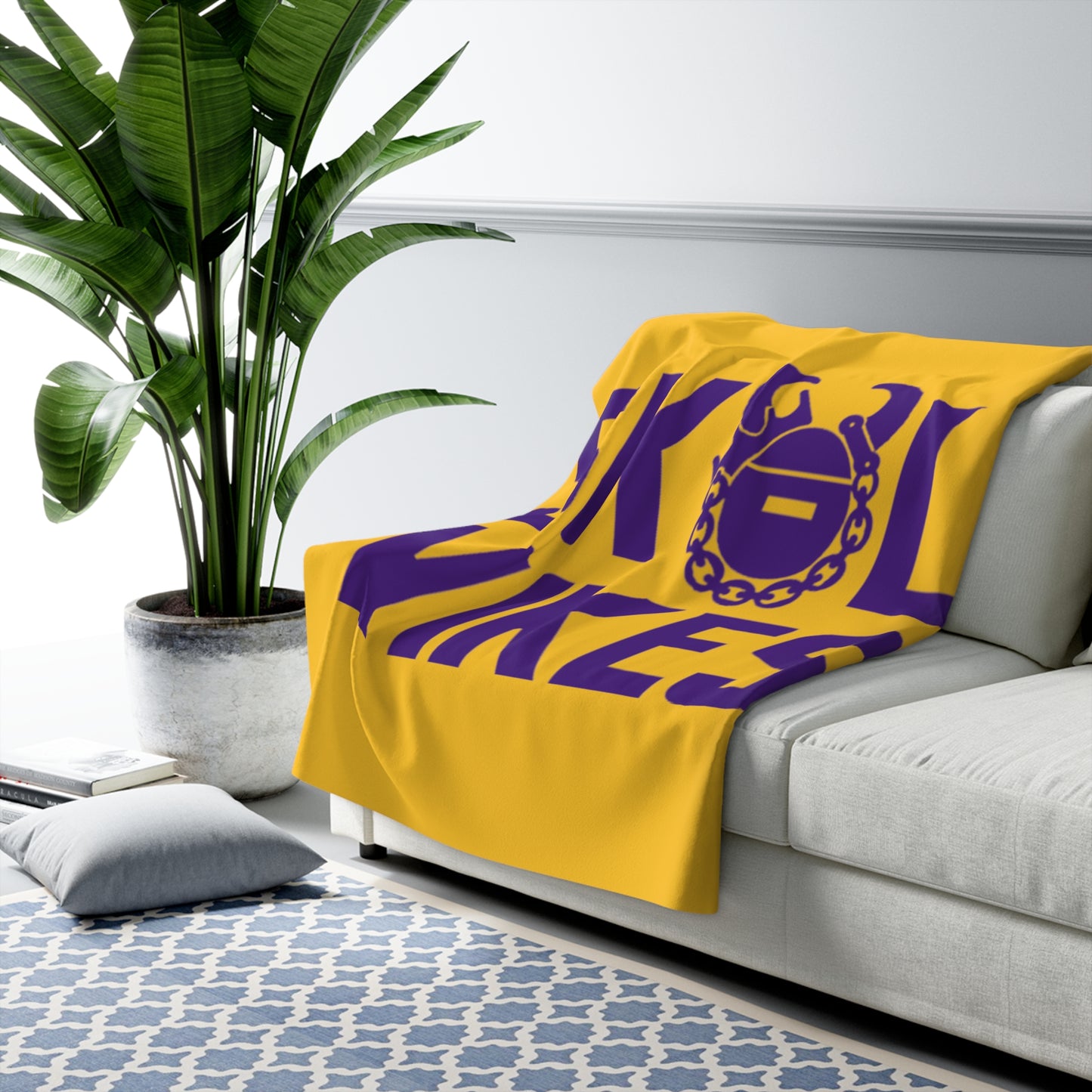 Sherpa Fleece Blanket - Gold/Purple - Vikes