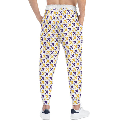 Unisex Athletic Joggers - White/Jet Planes - V-W-O