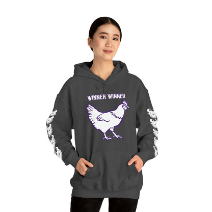 Unisex Heavy Blend™ Hooded Sweatshirt - Winner Winner Chicken Dinner + Game Day Helmet (Sleeves)