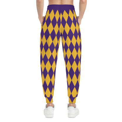 Unisex Athletic Joggers - Purple/Gold Diamonds