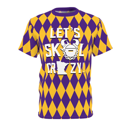 Unisex Cut & Sew Tee - Purple/Gold Diamonds - Let's go Crazy!