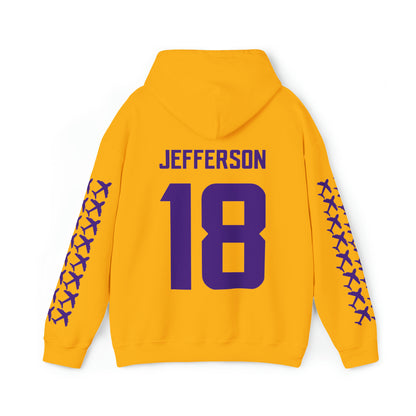 Unisex Heavy Blend™ Hooded Sweatshirt - Jersey #18 + Jet Planes (Sleeves)