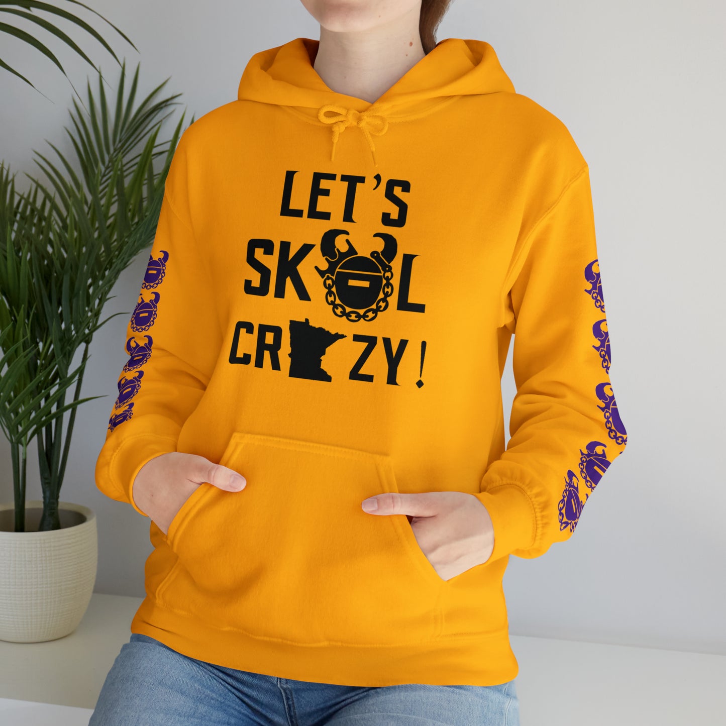 Unisex Heavy Blend™ Hooded Sweatshirt - Let's go Crazy! + Game Day Helmet (Sleeves)