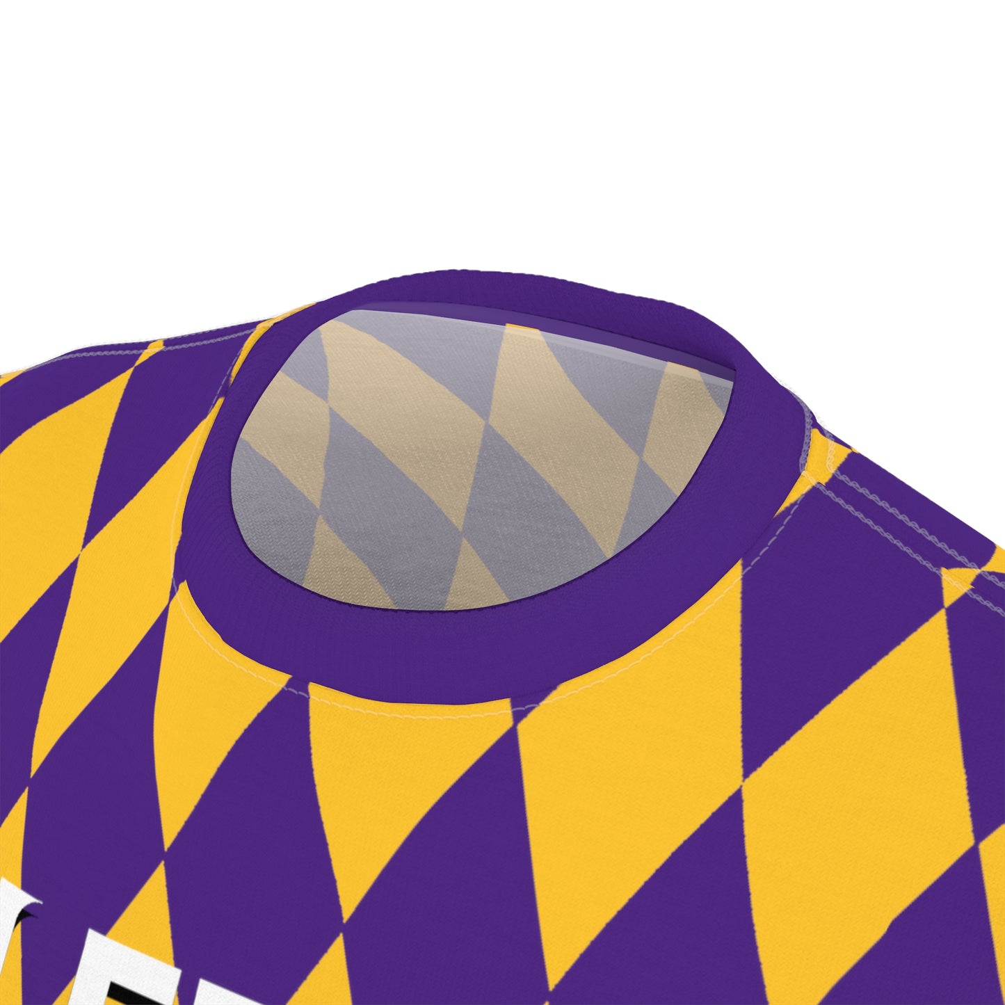 Unisex Cut & Sew Tee - Purple/Gold Diamonds - Let's go Crazy!