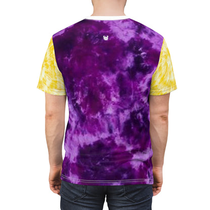 Unisex Cut & Sew Tee - Purple/Gold Tie-Dye - Show Your Horns
