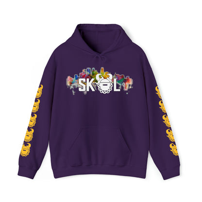 Unisex Heavy Blend™ Hooded Sweatshirt - Skyline + Game Day Helmet (Sleeves)