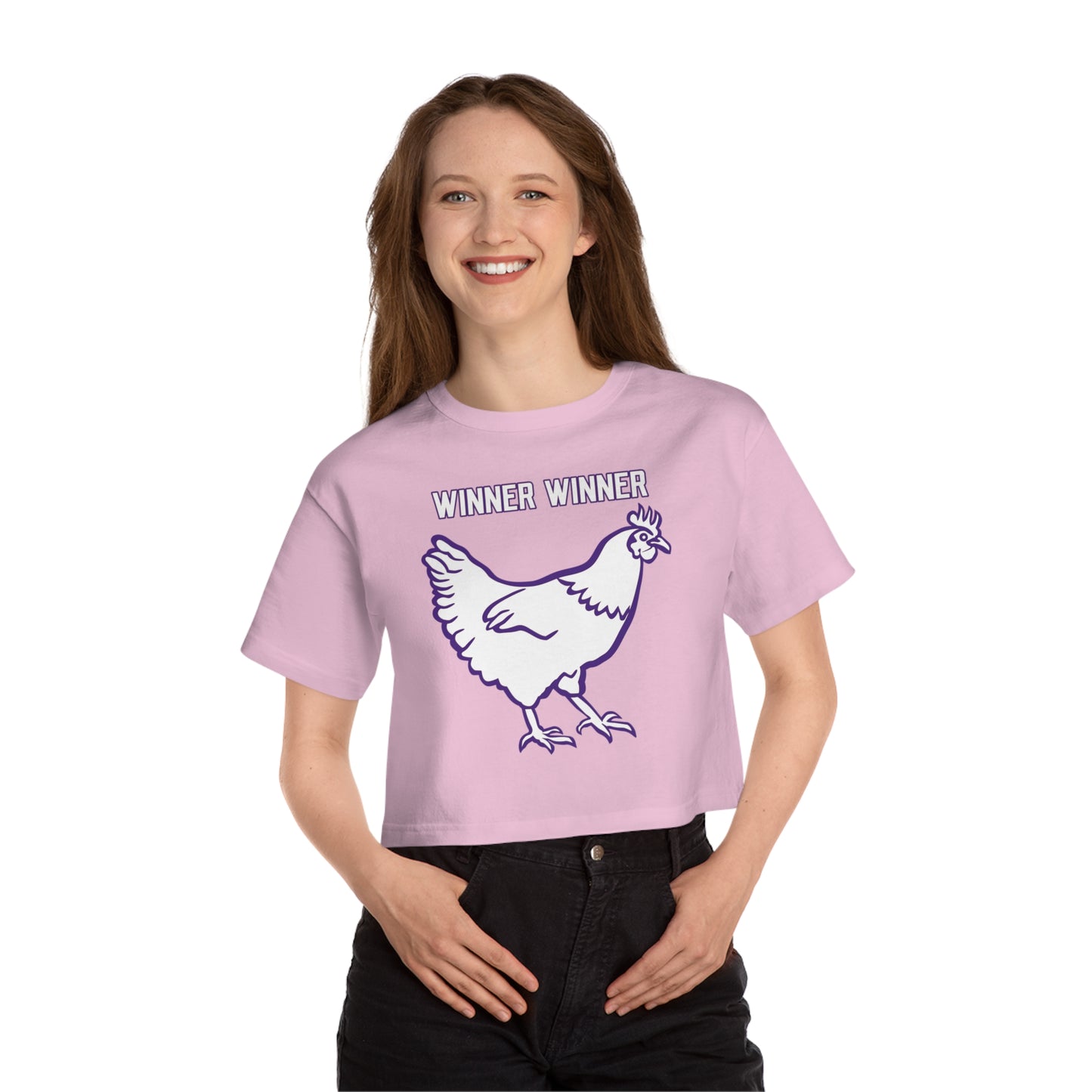 Women's Champion Heritage Cropped Top - Winner Winner Chicken Dinner