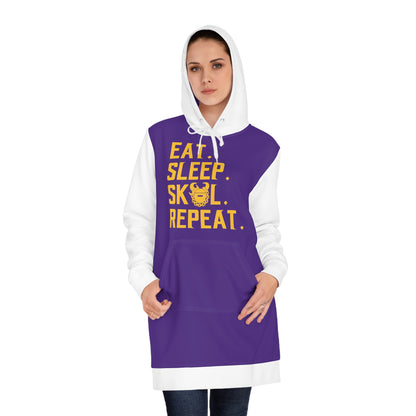 Hoodie Dress - Purple/White - Eat. Sleep. Repeat.