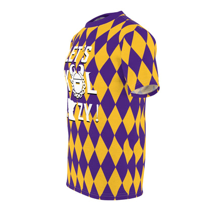 Unisex Cut & Sew Tee - Purple/Gold Diamonds - Let's go Crazy!