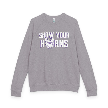 Unisex French Terry Raglan Crewneck - Show Your Horns