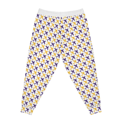 Unisex Athletic Joggers - White/Jet Planes - V-W-O