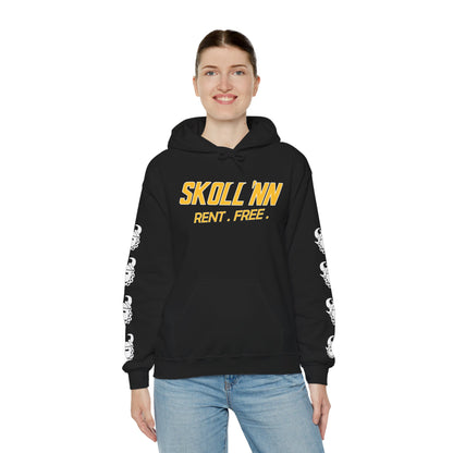 Unisex Heavy Blend™ Hooded Sweatshirt - SKOLL'NN - Rent Free + Game Day Helmet (Sleeves)