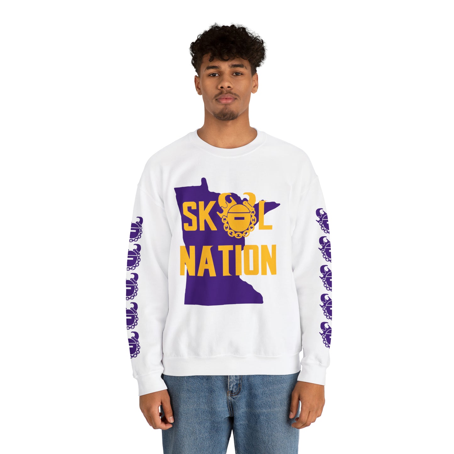 Unisex Heavy Blend™ Crewneck - MN Nation + Game Day Helmet (Sleeves)