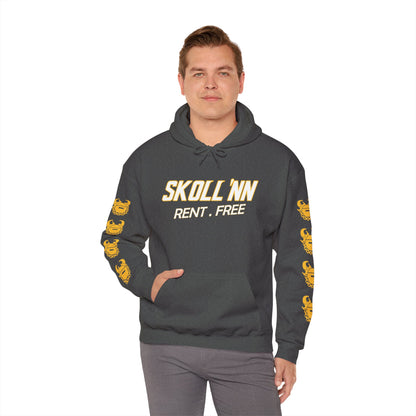 Unisex Heavy Blend™ Hooded Sweatshirt - SKOLL'NN - Rent Free + Game Day Helmet (Sleeves)