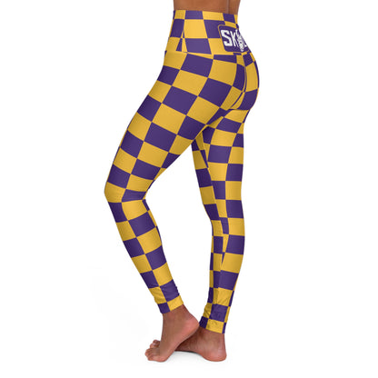 High Waisted Yoga Leggings - Checkerboard