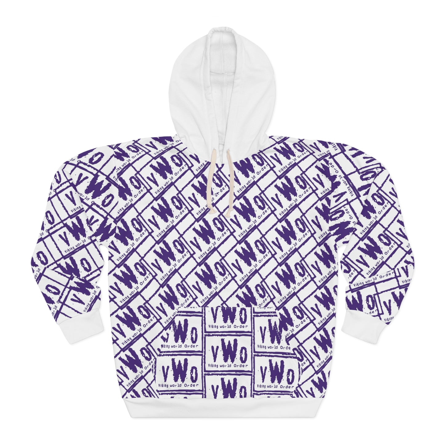 Unisex Pullover Hoodie - White/Purple - VWO (Framed)