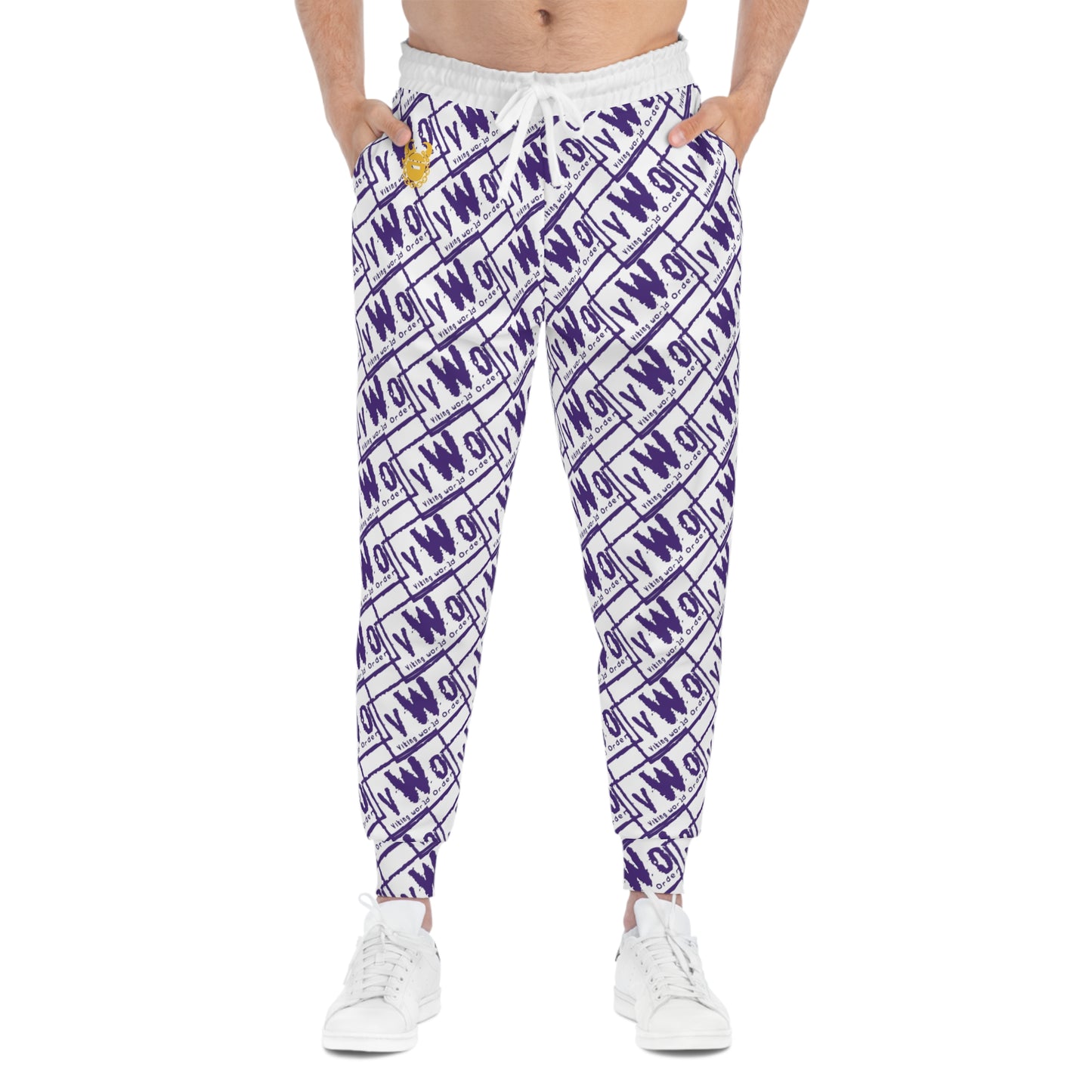 Unisex Athletic Joggers - White/Purple - VWO (Framed)