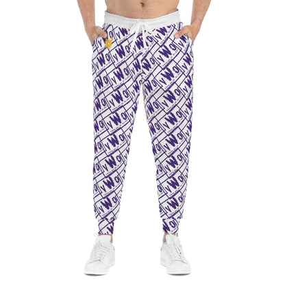 Unisex Athletic Joggers - White/Purple - VWO (Framed)