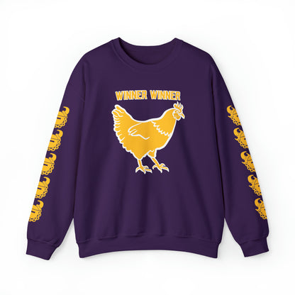 Unisex Heavy Blend™ Crewneck - Winner Winner Chicken Dinner + Game Day Helmet (Sleeves)