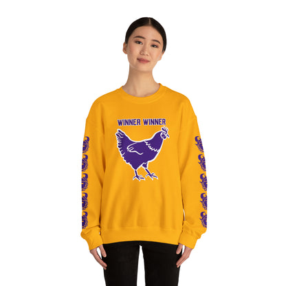 Unisex Heavy Blend™ Crewneck - Winner Winner Chicken Dinner + Game Day Helmet (Sleeves)
