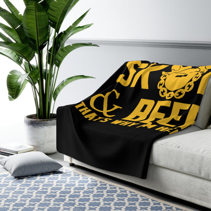 Sherpa Fleece Blanket - Black/Gold - Football & BEER
