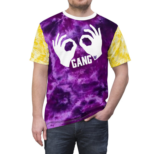 Unisex Cut & Sew Tee - Purple/Gold Tie-Dye - Griddy Gang