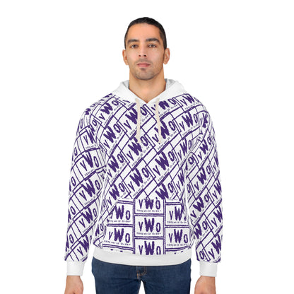 Unisex Pullover Hoodie - White/Purple - VWO (Framed)
