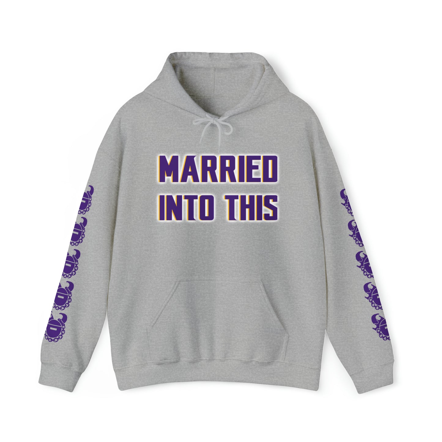 Unisex Heavy Blend™ Hooded Sweatshirt - Married Into This + Game Day Helmet (Sleeves)