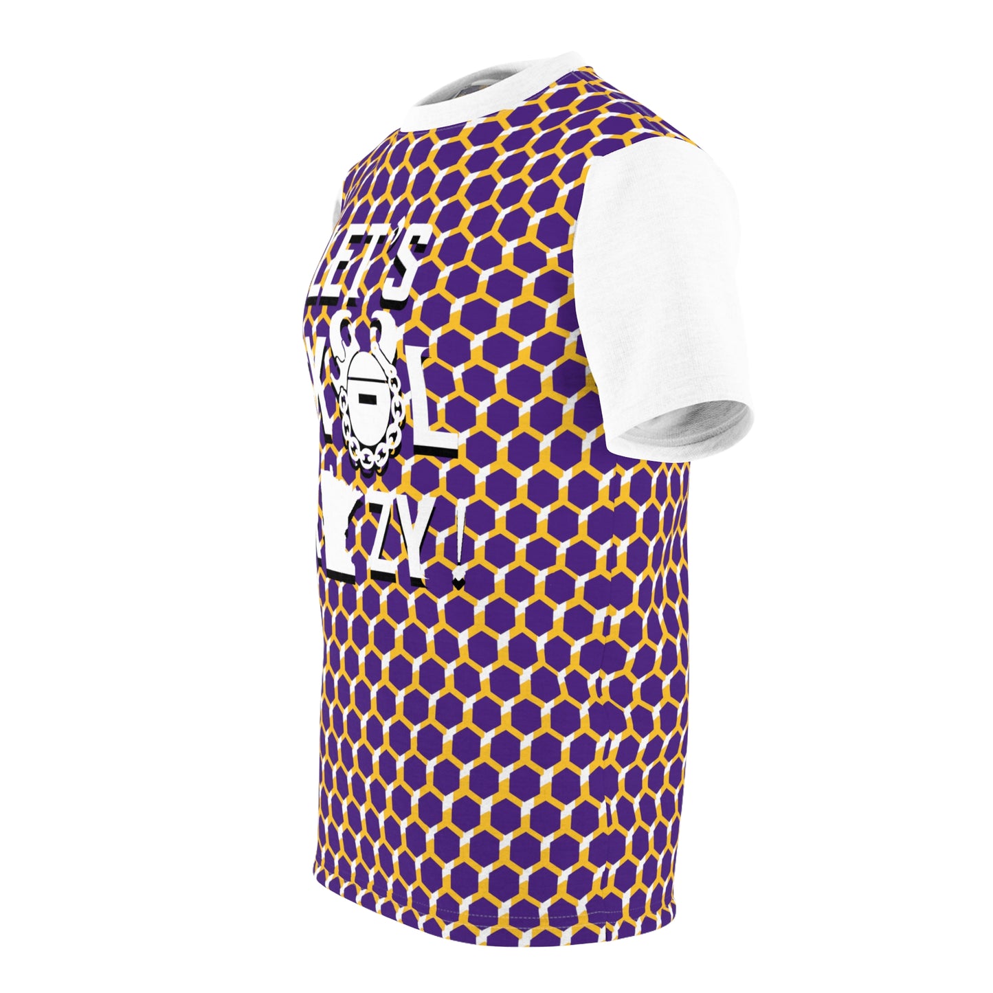 Unisex Cut & Sew Tee - Purple/Gold Hex - Let's go Crazy!