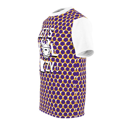 Unisex Cut & Sew Tee - Purple/Gold Hex - Let's go Crazy!