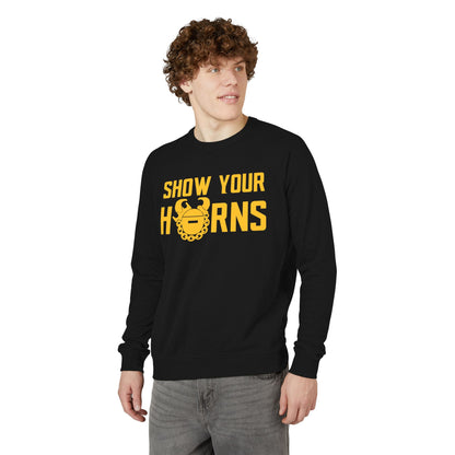 Unisex French Terry Raglan Crewneck - Show Your Horns