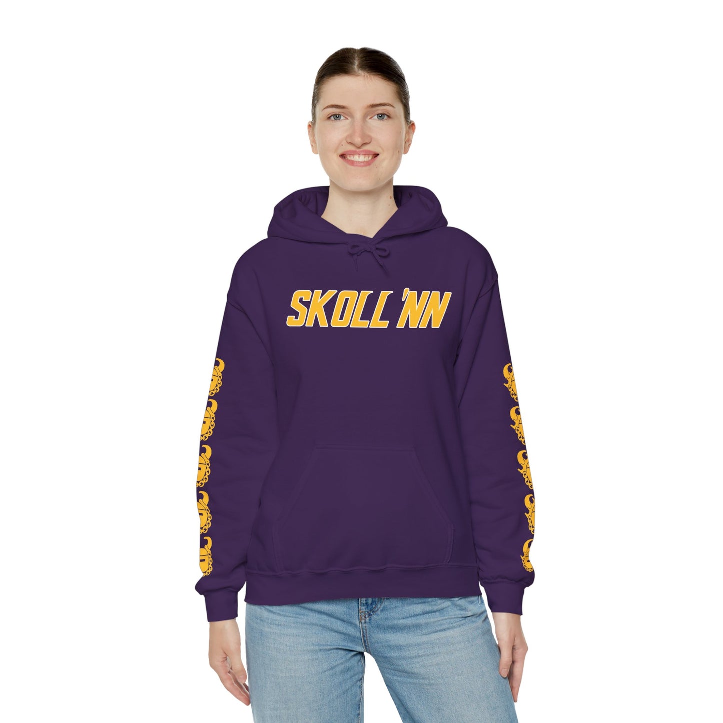 Unisex Heavy Blend™ Hooded Sweatshirt - SKOLL'NN + Game Day Helmet (Sleeves)