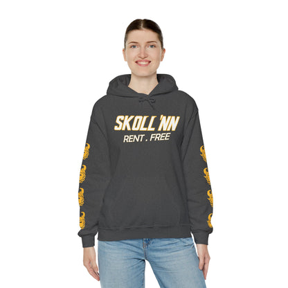 Unisex Heavy Blend™ Hooded Sweatshirt - SKOLL'NN - Rent Free + Game Day Helmet (Sleeves)
