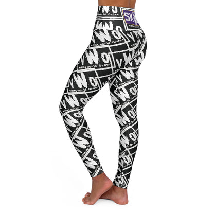 High Waisted Yoga Leggings - Black/White - VWO (Framed)