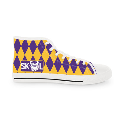 Men's High Top Sneakers - Purple/Gold Diamonds