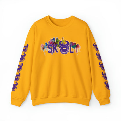 Unisex Heavy Blend™ Crewneck - Skyline + Game Day Helmet (Sleeves)