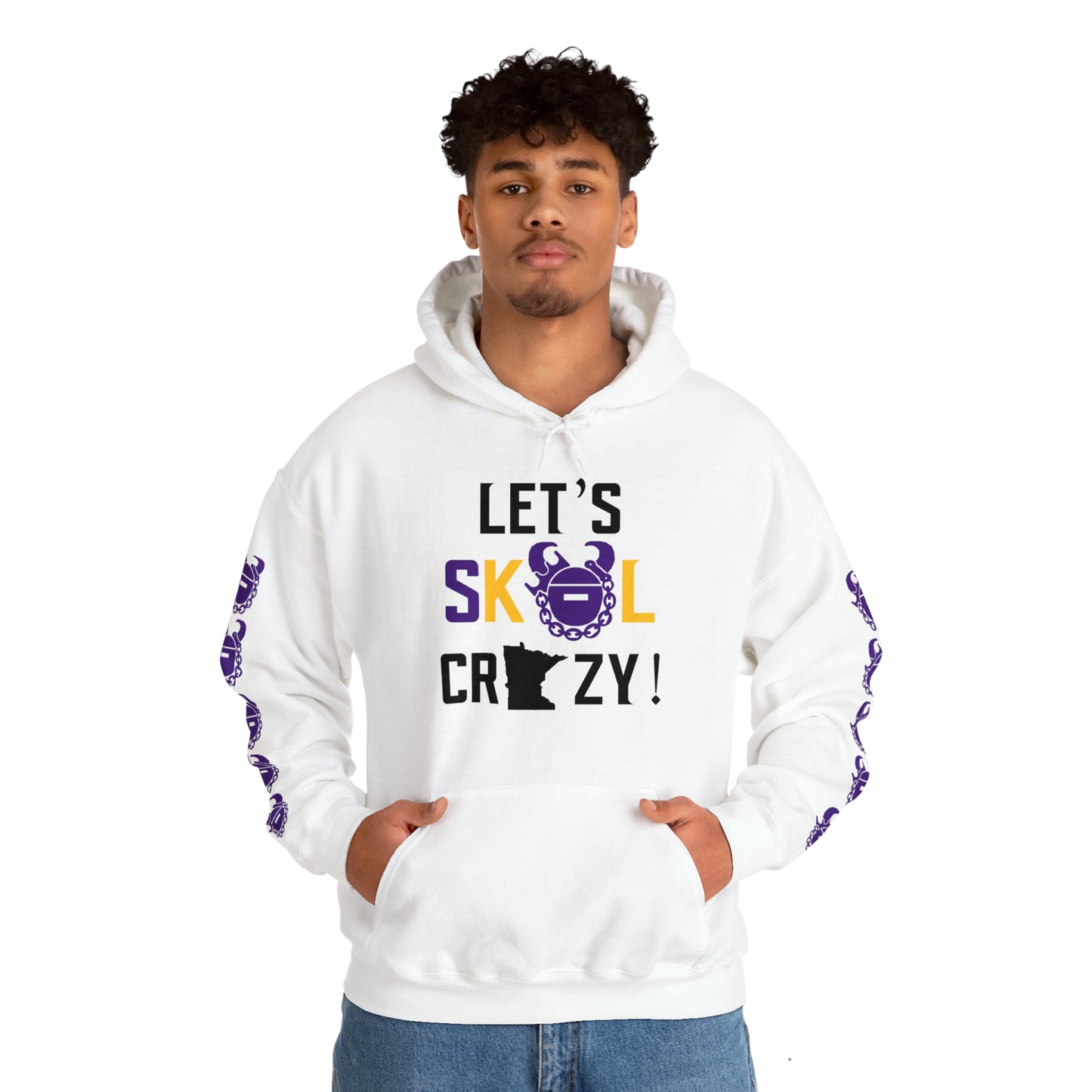 Unisex Heavy Blend™ Hooded Sweatshirt - Let's go Crazy! + Game Day Helmet (Sleeves)