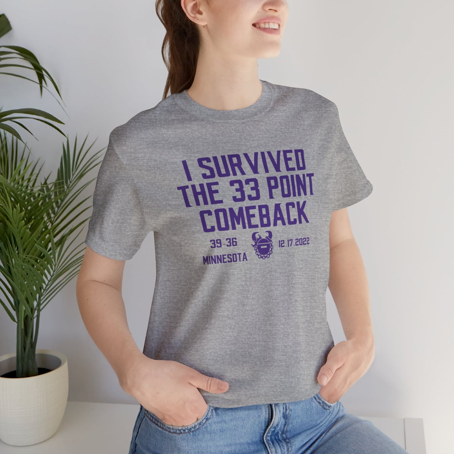 Unisex Jersey Short Sleeve Tee - I Survived the 33 Point Comeback