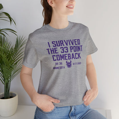 Unisex Jersey Short Sleeve Tee - I Survived the 33 Point Comeback