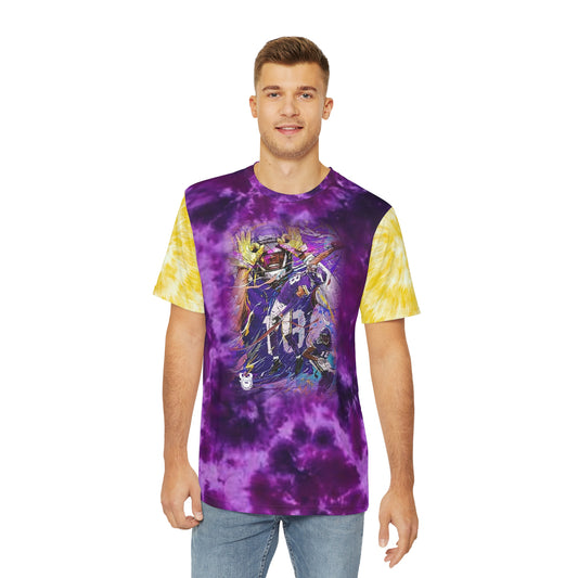 Men's Polyester Tee - Purple/Gold Tie-Dye - Griddy Dance