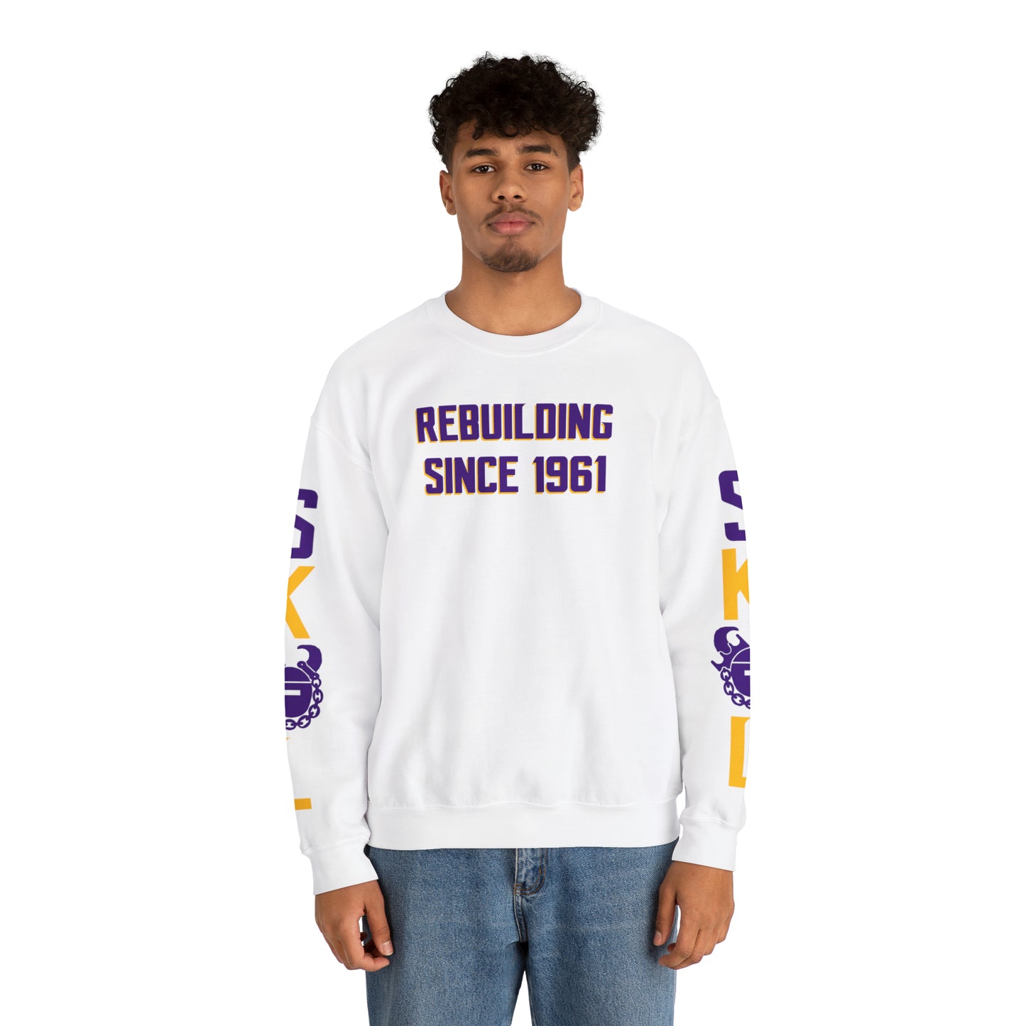 Unisex Heavy Blend™ Crewneck - Rebuilding Since 1961 + The Original (Sleeves)