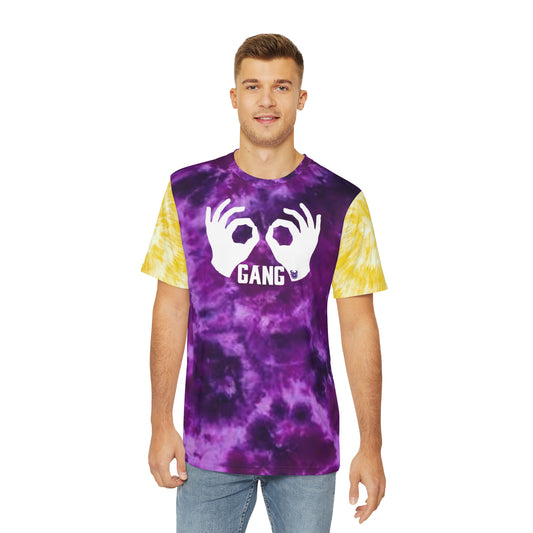 Men's Polyester Tee - Purple/Gold Tie-Dye - Griddy Gang