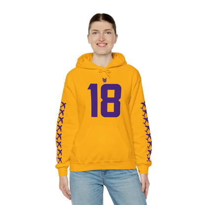 Unisex Heavy Blend™ Hooded Sweatshirt - Jersey #18 + Jet Planes (Sleeves)