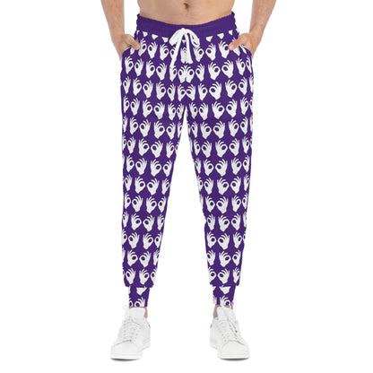 Unisex Athletic Joggers - Purple/White - Griddy