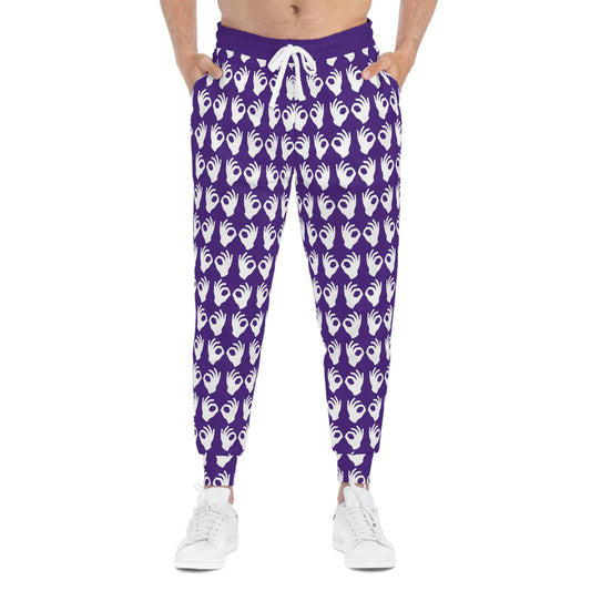 Unisex Athletic Joggers - Purple/White - Griddy
