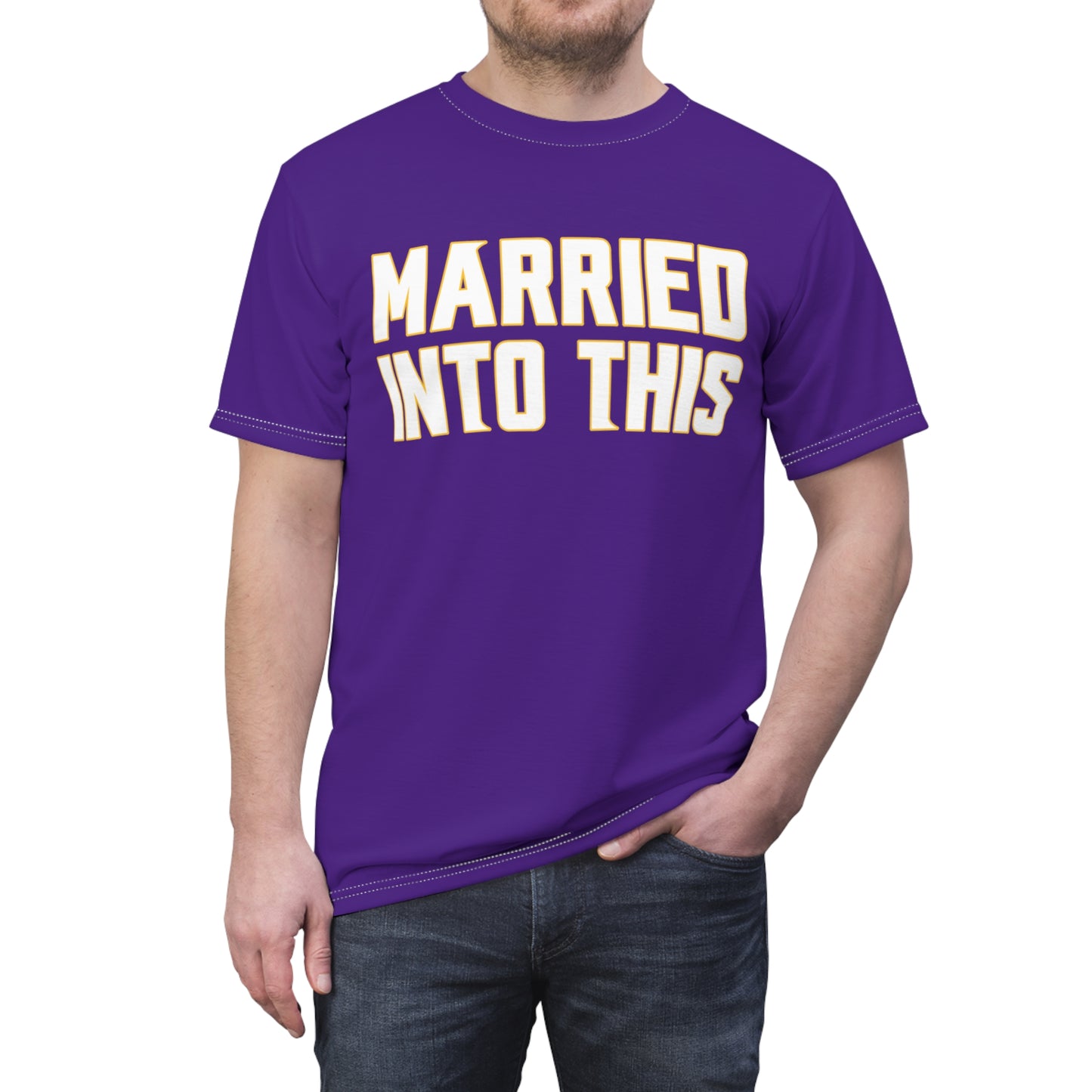 Unisex Cut & Sew Tee - Purple - Married Into This