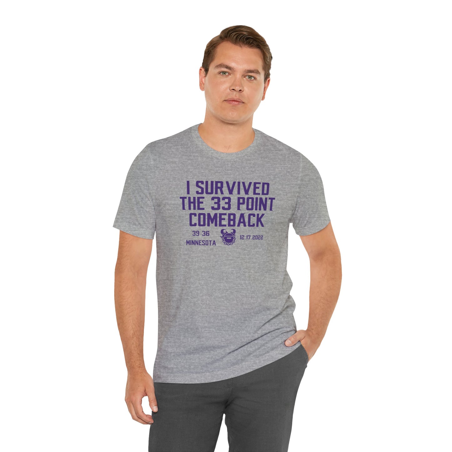 Unisex Jersey Short Sleeve Tee - I Survived the 33 Point Comeback