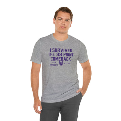Unisex Jersey Short Sleeve Tee - I Survived the 33 Point Comeback