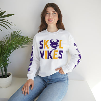 Unisex Heavy Blend™ Crewneck - Vikes + Game Day Helmet (Sleeves)